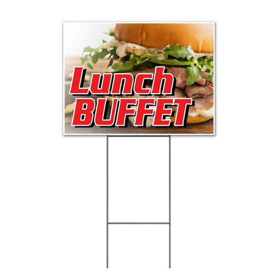 Lunch Buffet (18" x 24") Yard Sign, Includes Metal Step Stake