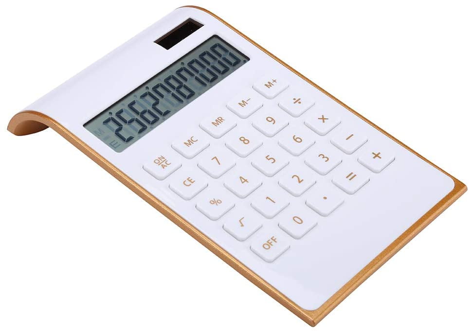 Elegant Design Pure White 10 Digit Dual Powered Standard Function Calculator Desktop Calculator 