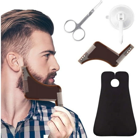 BUZIFU Beard Apron Black Beard Shaving Bib Shaving Cloth Adjustable Beard Trimming Cape Trimmer Catcher Beard Clippings Catcher with 2 Suction Cups Moustache Grooming Kit for Men