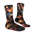 thumbnail image 2 of Goofa Colorful Flower German Shepherd Printed Men's Crew Socks, Soft Durable Breathable Moisture-Wicking with Odor Control Cotton socks, 2 of 9