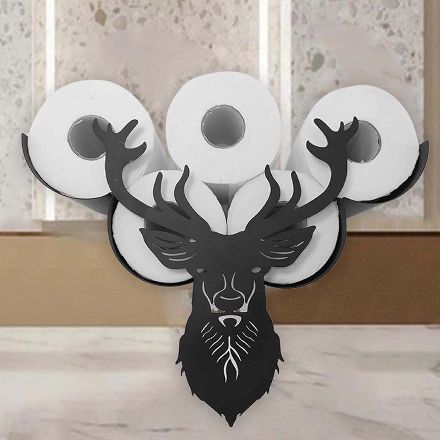 Wall Mount Toilet Paper Holder – Cute Animal Design Floating Tissue Storage Rack, Holds 8 Rolls, Functional Wall Art for Bathroom Decor