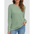 thumbnail image 2 of Womens Long Sleeve Tops Casual Basics Fall Shirts Solid Crewneck T-Shirt, 2 of 6