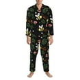 thumbnail image 3 of Yiaed Bees Print Men’s Pajamas Set - Long Sleeve Button Down Sleep Shirt and Pajama Bottoms Sleepwear Set Mens Pjs Sets Men's Pajama Bottoms-, 3 of 7