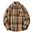 thumbnail image 4 of Felirenzacia Men's and Big Men's Tartan Shirt, Chest Pocket Long Sleeve Plaid Shirt,Coffee,L, 4 of 4