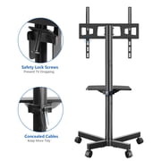 RTVR Modern Rolling TV Stand Mobile TV Cart for 32 to 65 inch Flat Panel Screens, Swivel Black