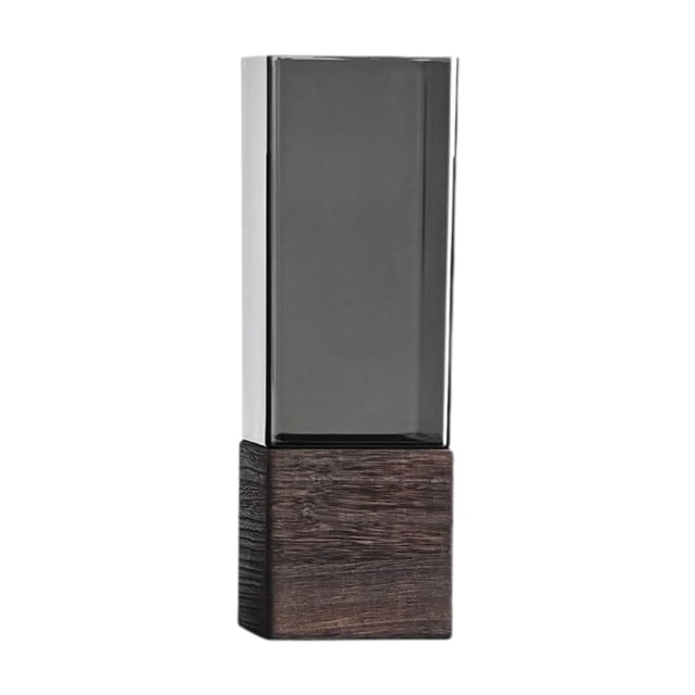Jarrón cilíndrico de flores decorativo rústico, jarrón minimalista con base de madera para cumpleaños, escritorio interior, decoración de granja. 10 cm x 30 cm
