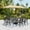 Beige, variant on Alpha Joy 8-Piece Outdoor Patio Dining Set with 13 ft Navy Blue Umbrella, Metal Chairs & Rectangle Table for 6