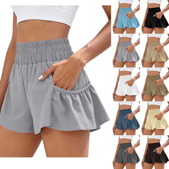 Favoffer Women's High Waist Running Shorts Quick Dry Liner Breathable Loose Yoga Bottom Athletic Short Pants for Gym Training Jogging
