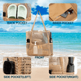 thumbnail image 5 of Beach Bag, Mesh Tote Bag for Women, Casual Foldable Shoulder Bag for Travel, Pool, Family Vacation, Brown, 5 of 9