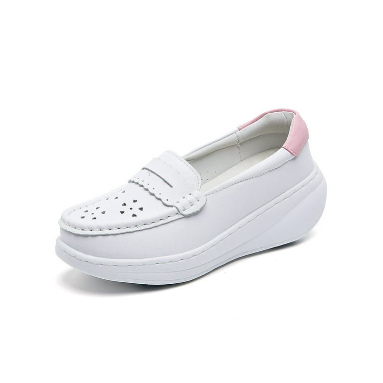 White wedge shop nursing shoes