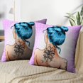 thumbnail image 3 of LALILO Throw Pillow Covers Young Woman With Tattoo Standing Pin Cushion Cover 18" x 18", 2 Pack, 3 of 6