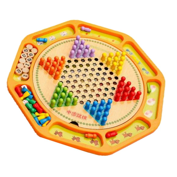 DOLITY Multifunctional Halma Ludo Strategy Game Parlor Game Board Game Made of Wood