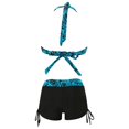 thumbnail image 4 of MSJUHEG Halter String,Bikini Sets for Women,Knot Front,Boho Swimsuits for Women,High Cut Bathing Suits,Crisscross Tie Back Bathing Suit,Plus Size Swimsuit for Women Blue 2 XL, 4 of 5