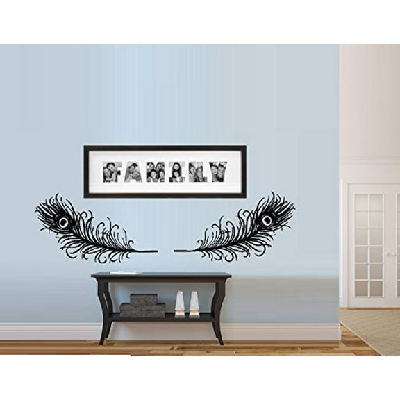 Decal ~ PEACOCK FEATHERS Qty 2 ~ DECAL, HOME DECOR COMBINED IS APPROX. 13"X 44"