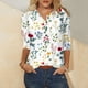 thumbnail image 1 of ICHUANYI Clearance Women's Fashion Three Quarter Sleeve Retro V-Neck Easter Printed Loose Tops Blouse(White, M) ICHUANYI WER2023080914613, 1 of 5