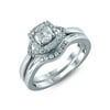 1/2 cttw Vintage Cushion Halo and Round Diamond Bridal Ring Set (H-I, I2-I3) in 14K White Gold for Engagement and Wedding