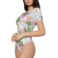 thumbnail image 2 of Balery Lilies Flowers Women's Short Sleevee Crew Neck Bodysuit Tops Short Sleeve Tops Basic-Large, 2 of 9