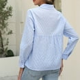 thumbnail image 4 of Babcutegg Blouses for Women Dressy Casual Long Sleeve Relaxed Fit Lapel Womens Clothes Blue, 4 of 4