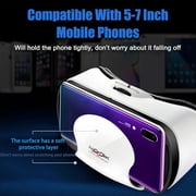 VR Headset with Controller Adjustable 3D VR Glasses Virtual Reality Headset HD Blu-ray Eye Protected Support 5~7 Inch for Phone/Android