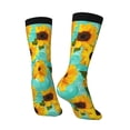 thumbnail image 3 of Goofa Sunflowers With Green Leaves Printed Men's Crew Socks, Soft Durable Breathable Moisture-Wicking with Odor Control Cotton socks, 3 of 9