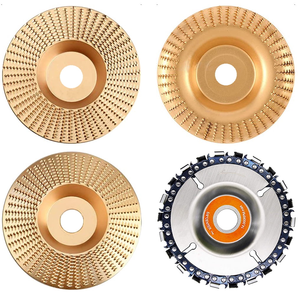 CZS Wood Carving Disc Set,Grinding Wheel Shaping Disc for Wood Cutting for 4' or 4 1/2' Angle Grinder,4 Inch Angle Grinder Chain Disc,5/8' Arbor (4 PACK)
