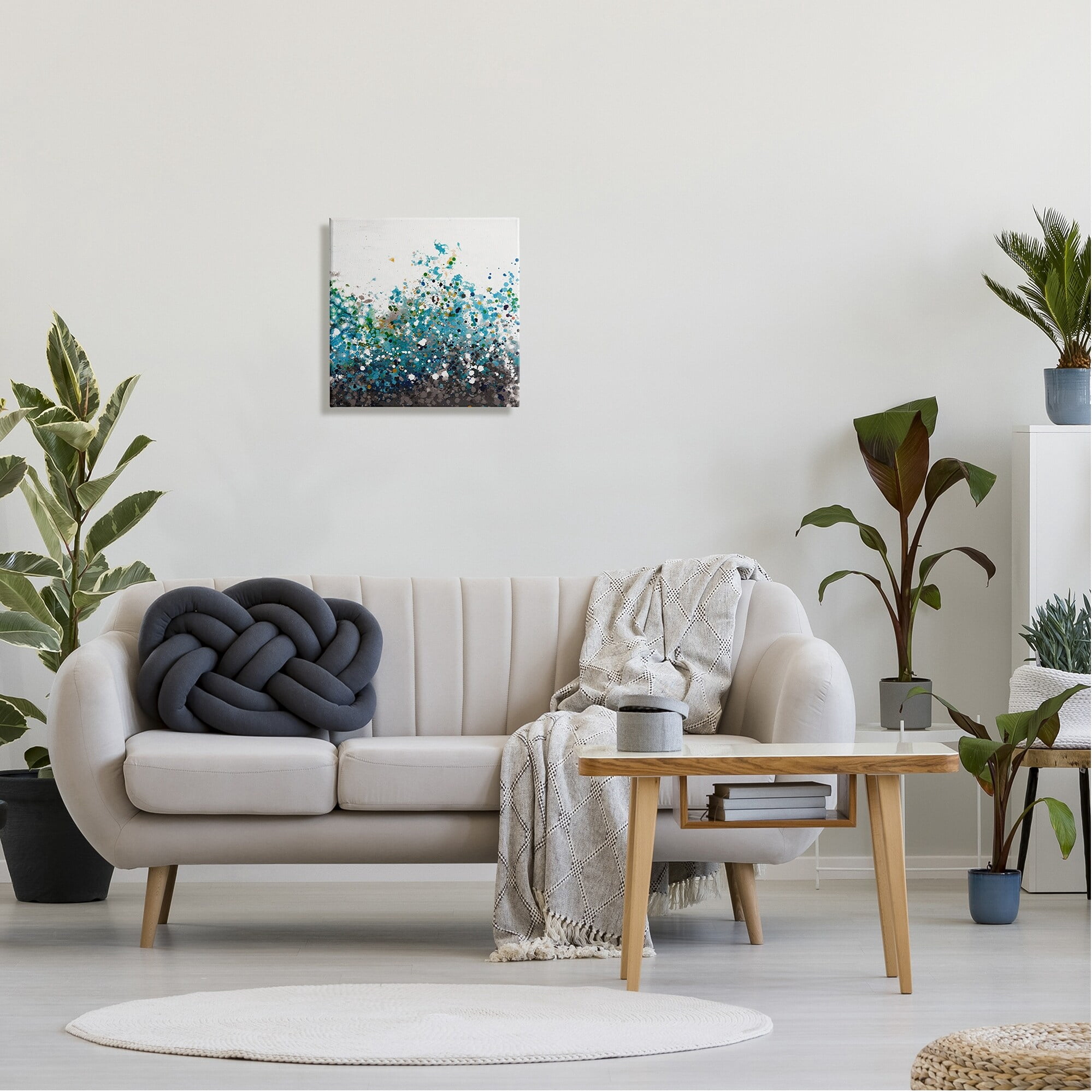 Stupell Industries Opaque Speckled Blue Abstract Paint Splatter Painting Gallery Wrapped Canvas Print Wall Art, Design by Hilary Winfield