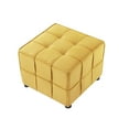 thumbnail image 5 of Loft Lyfe Eudeat Yellow Velvet Ottoman - Upholstered, Piping Trim, 5 of 8