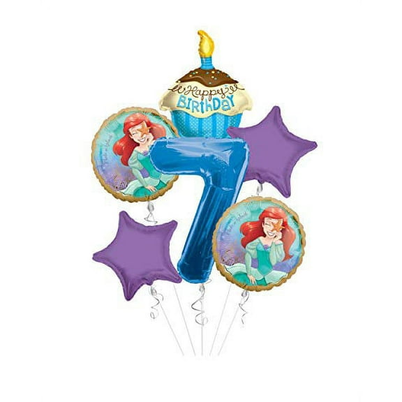 Anagram/Kaleidoscope Princess Little Mermaid (Ariel) Once Upon A Time Happy Birthday Balloon Bouquet 6 pc, 7th Birthday, | Viva Party Balloon Collection