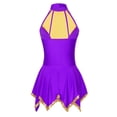 thumbnail image 4 of Kaerm Robe de Danse Lyrique pour Femmes, Col Licou, Sans Manches, Robes de Patinage Artistique, Violet G, 4 of 7
