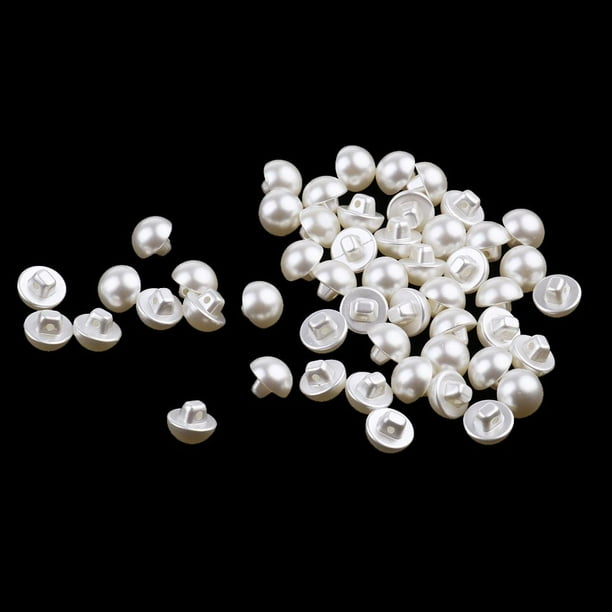 50 Piezas de perlas de imitación de Plástico de 2 agujeros con vástago DIY para coser ropa 12mm Hugo Botones de semicírculo para artesanía