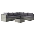 thumbnail image 3 of Wicker Patio Furniture, 7 Piece Sectional Sofa With Table, Aluminum Frame, Quick Dry Foam, Handwoven Wicker, Waterproof Cushion, Conversation Sofa Set For Garden, 3 of 9