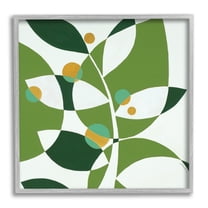 Stupell Industries Modern Green Leaf Abstraction Botanical & Floral Painting Gray Framed Art Print Wall Art, 12 x 12