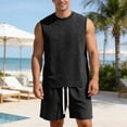 thumbnail image 2 of Men's Suit Set for Spring Summer Lightweight Breathable Vest and Relaxed Shorts Ensemble for Casual Daily Wear, 2 of 8
