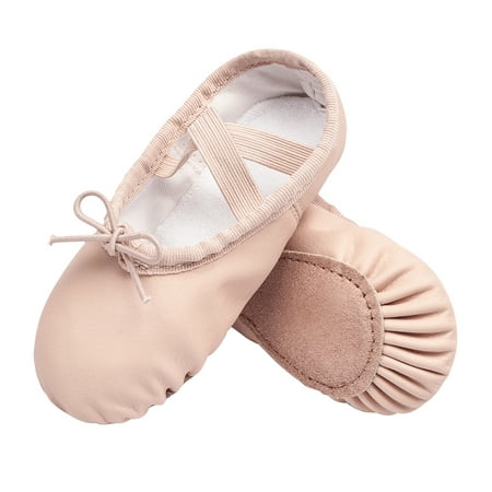 

Stelle Girls Premium Soft Leather Ballet Shoes Split-Sole Ballet Slippers Pull-on Flat Dance Shoes for Toddler/Little Kid/Big Kid Ballerina Gymnastics Practice Pink