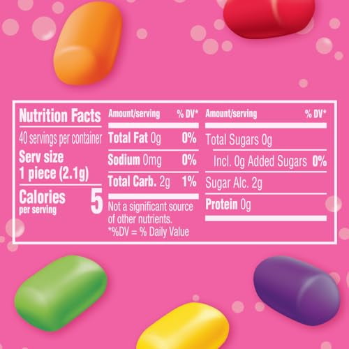 HUBBA BUBBA Sugar Free Rainbow Gum Bottle, 40 Count (Pack of 6)