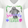 thumbnail image 4 of Inktastic Sarasota Florida Cute Swimming Manatee Women's Plus Size V-Neck T-Shirt, 4 of 5