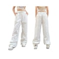 thumbnail image 6 of Qiylii Women's Low Waist Cargo Pants Casual Solid Color Harajuku Vintage Y2K Low Rise Baggy Jogger Relaxed Cinch Pants, 6 of 7