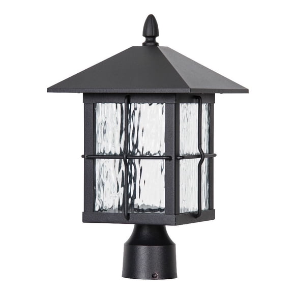 F4639-31-LED-Sunset Lighting-13.63 Inch 12W LED Outdoor Flush Mount Black Finish with Water Glass