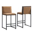thumbnail image 5 of Hassch Linen Upholstered Counter Height Bar Stools Set of 2, Comfortable Armless Bar Chairs with Cushioned Seat and Sturdy Metal Legs for Home Bar & Kitchen (Coffee Color), 5 of 7