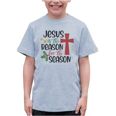 

7 ate 9 Apparel Kids Merry Christmas Shirts - Jesus is The Reason for The Season - Grey T-Shirt 5T