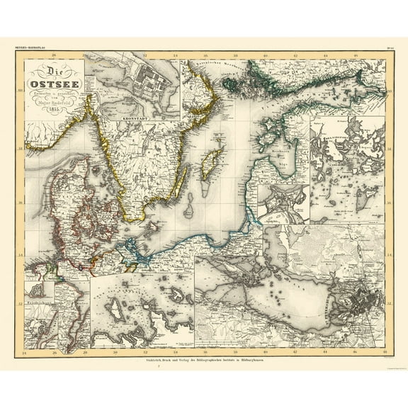 Historic Map - Russia Baltic Sea - Radefeld 1855 - 28.14 x 23 - Vintage Wall Art