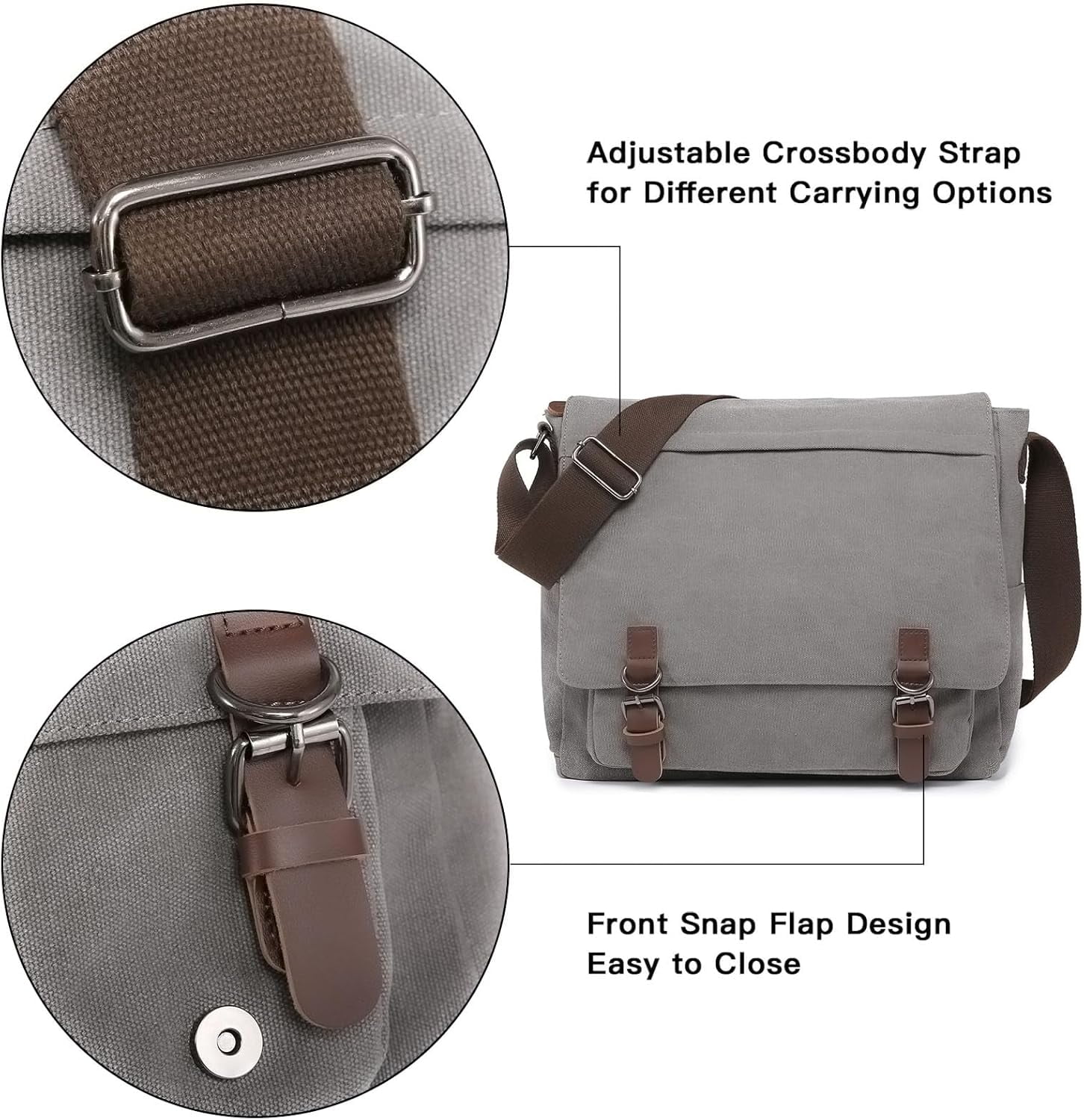 NANAHuang Large Vintage Canvas Messenger Shoulder Bag Travel Crossbody Purse Briefcase Business Bag for 15inch Laptop