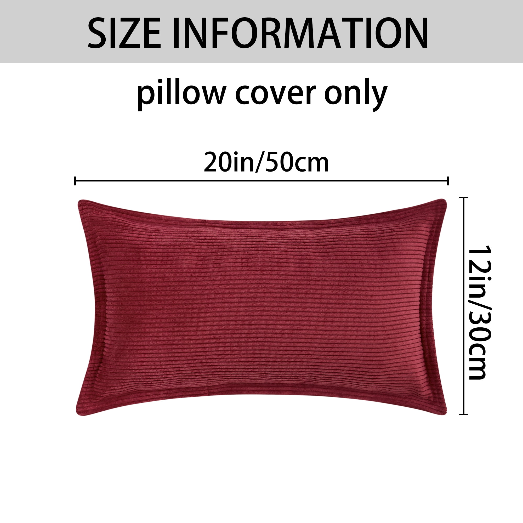 Unique Bargains 2Pcs Decorative Throw Pillow Covers for Couch Bed Red 12" x 20"