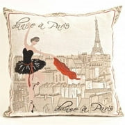 Hi-Line Gift TXPC-019 One Side Pillow Case Tapestry Ballerina in ParisTea Time