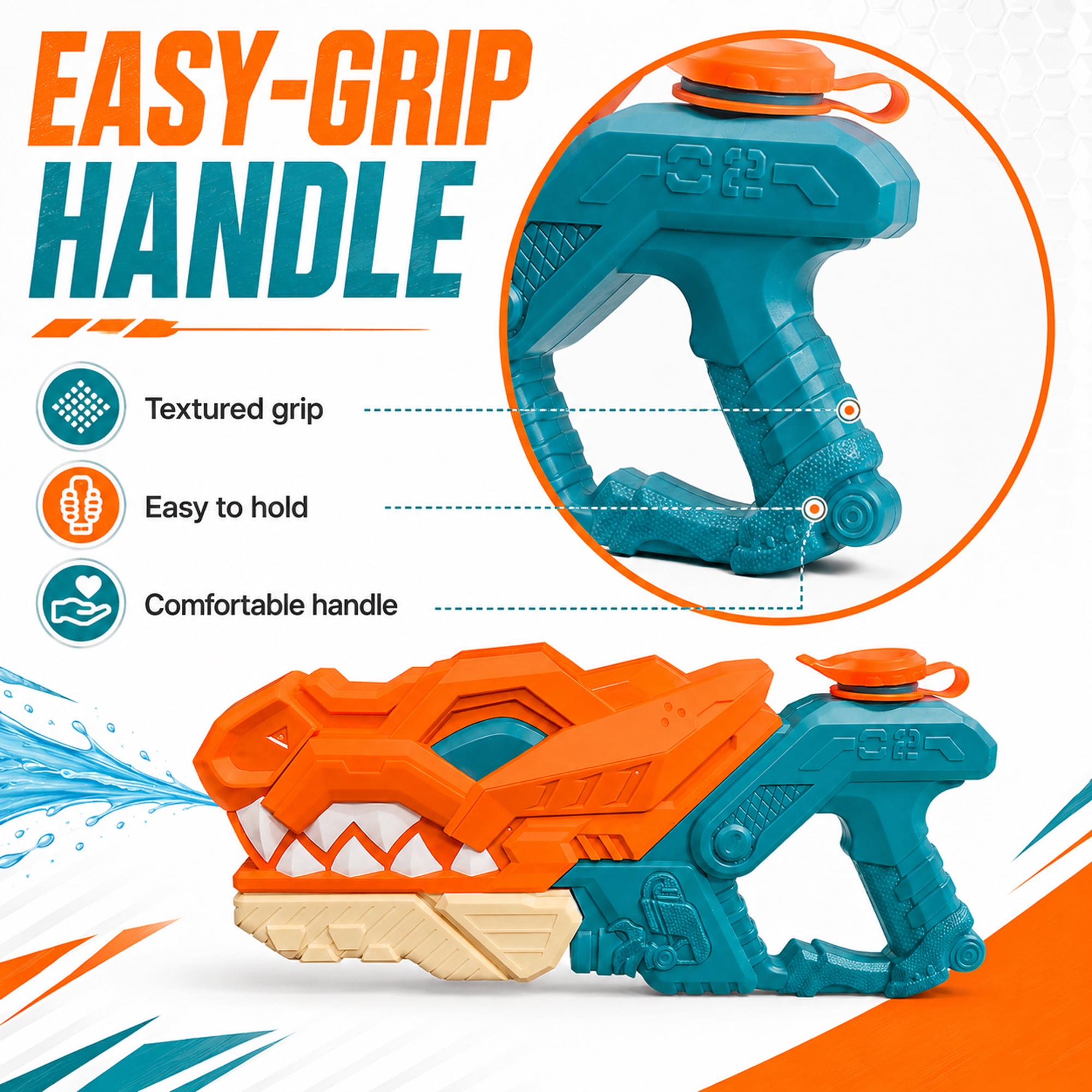 Kids Pump Action Water Blaster Toy, 13 Inch Outdoor Squirt Toy for Pool, Beach, Backyard Summer Play, Ages 3+