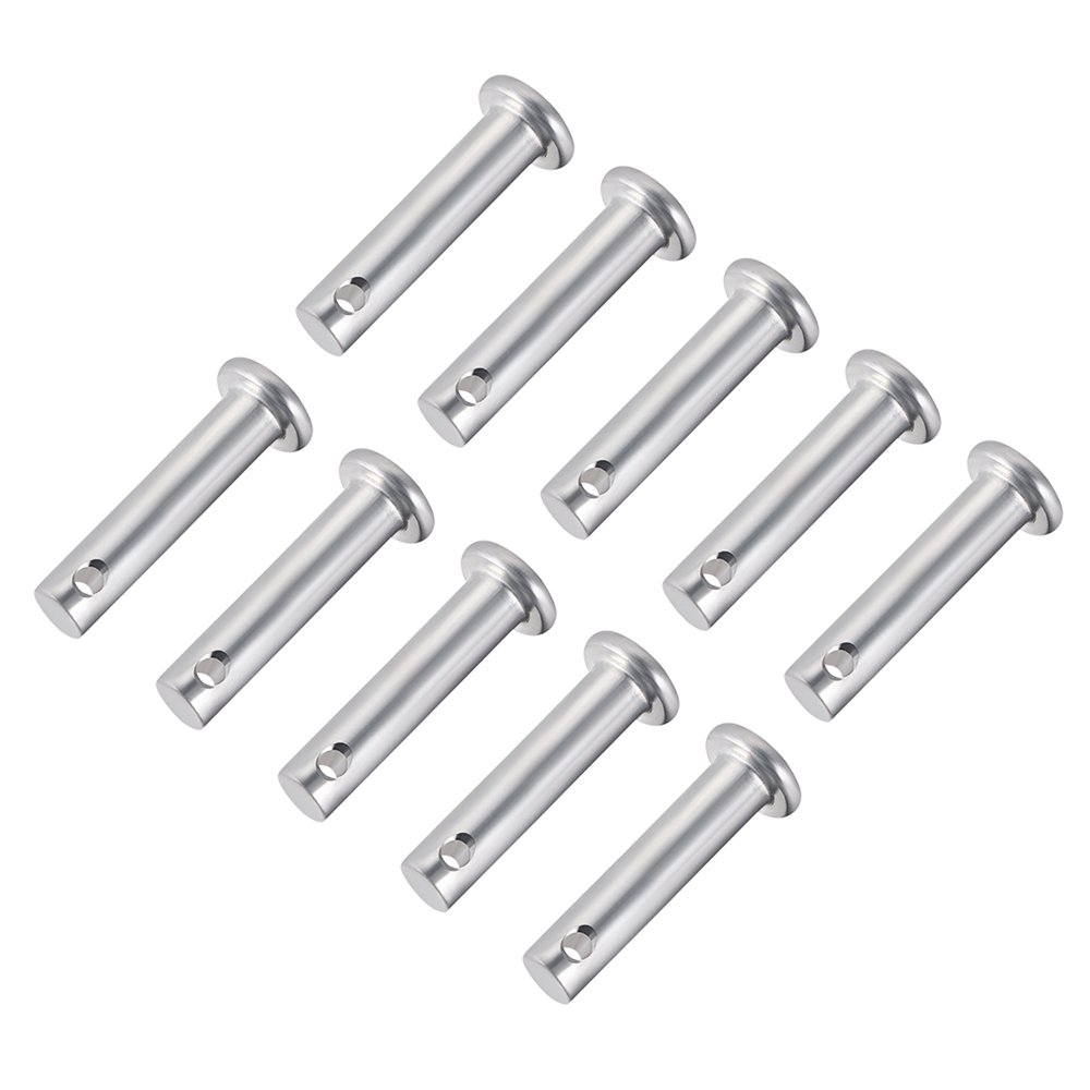 Single Hole Clevis Pins,6mm x 25mm Flat Head ZincPlating Steel 10Pcs