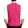 thumbnail image 4 of Resicozy Men's Sweater Vest Solid Color V Neck Sleeveless Knitted Button Down Cardigan Big and Tall Vest Hot Pink XL, 4 of 6