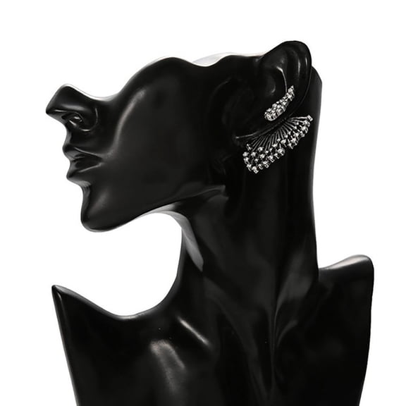 Oversized Wing CZ Stud Earrings, Trendy Women's Statement Earrings