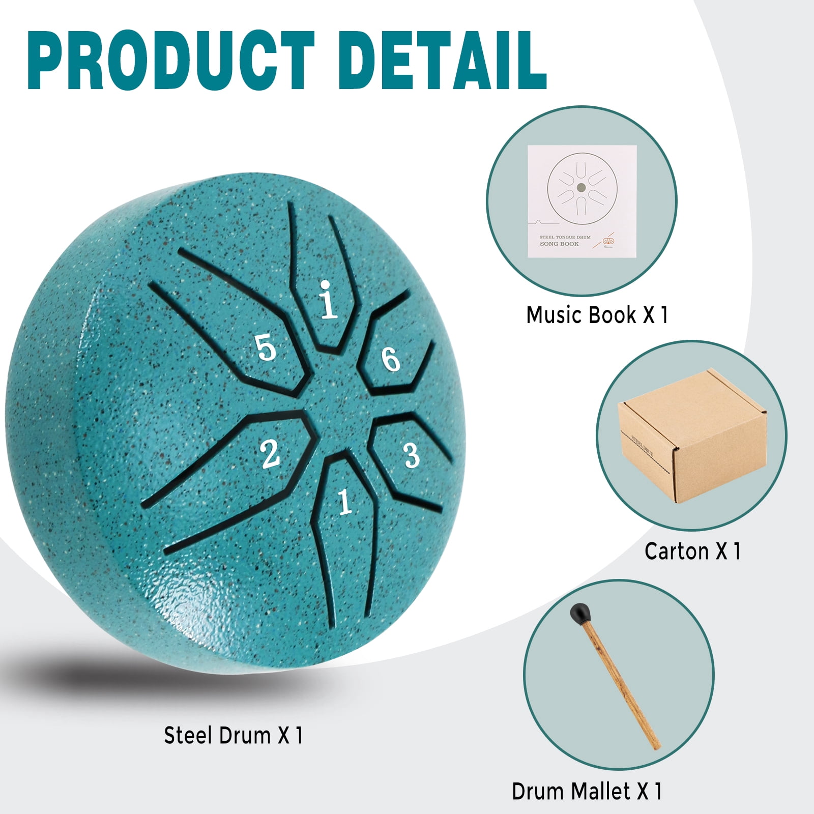 EASTROCK Steel Tongue Drum - 3 Inch 6-Note Mini Rain Drum with Mallets, Healing Sounds Musical Instrument for Outdoor/Party/Classes/Studio(Green)