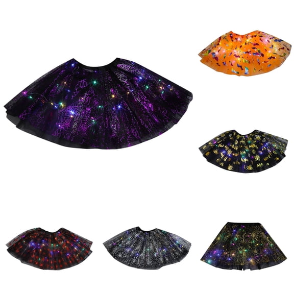 NinXxx LED Light Up Tutu Skirt Halloween Dancing Tulle Ballet Costume Purple 2-10 Years
